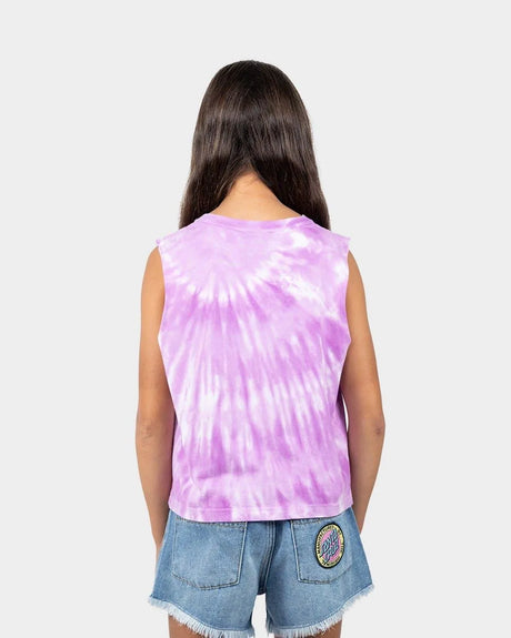 Mfg Dot Front Santa Cruz Girls Cropped Muscle T-Shirt - Beachin Surf