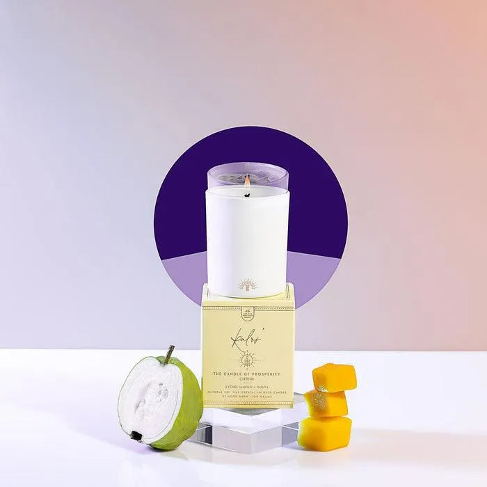 Mini Kalos' | Crystal Infused Candle Of Prosperity | Lychee Mango & Guava - Beachin Surf