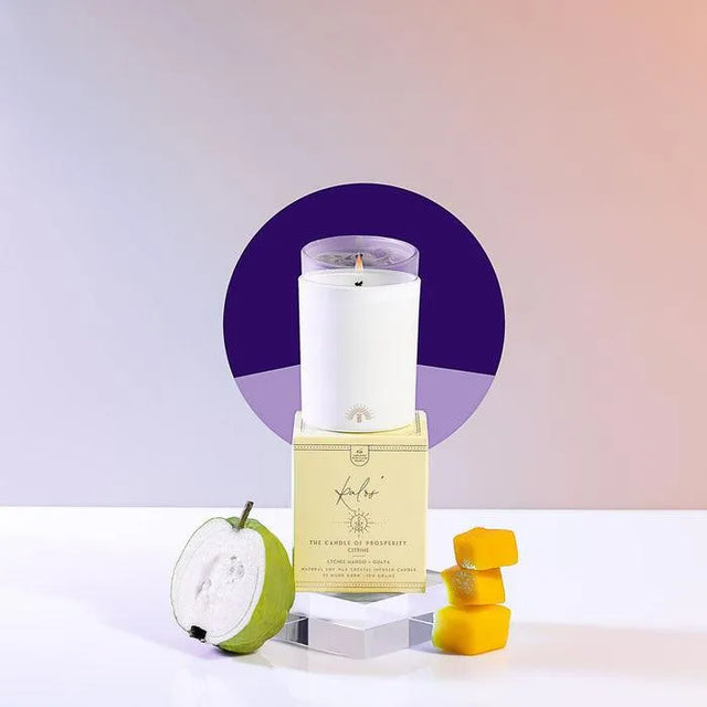 Mini Kalos' | Crystal Infused Candle Of Prosperity | Lychee Mango & Guava - Beachin Surf