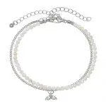 MOTHER OF PEARL BEAD WHALE TAIL CHAIN ANKLET - Beachin Surf