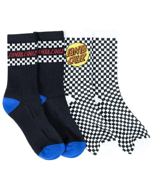 Multi Check Santa Cruz Boys Crew Socks (2 Pack) - Beachin Surf