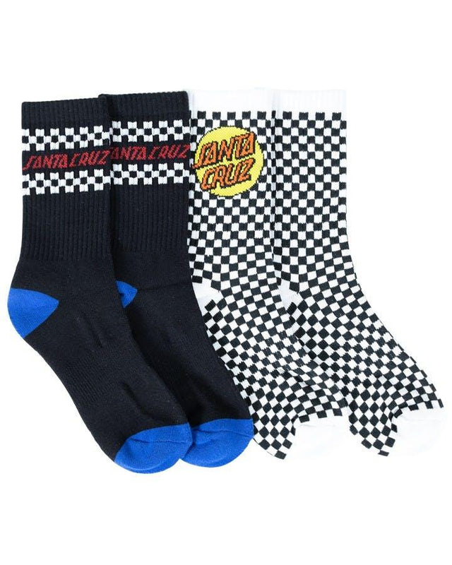 Multi Check Santa Cruz Boys Crew Socks (2 Pack) | SANTA CRUZ | Beachin Surf