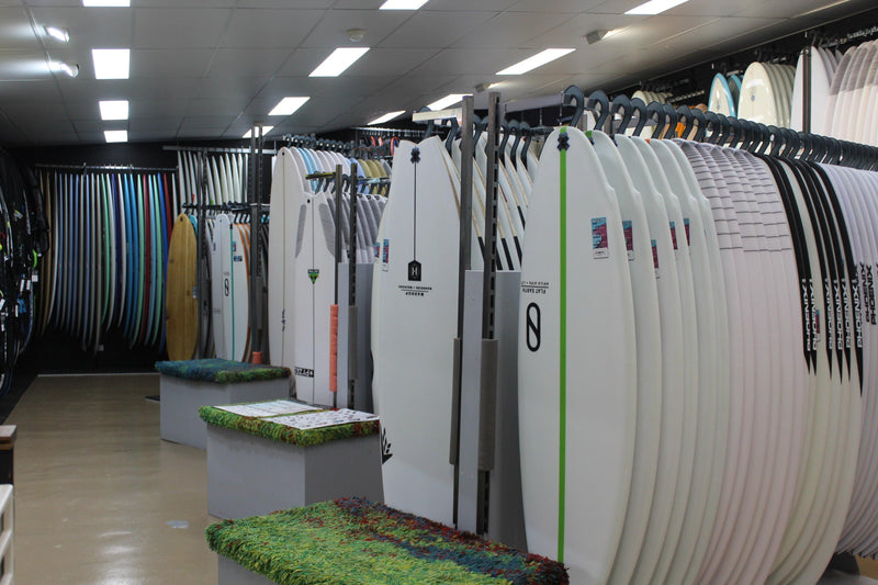 Surfboard wall at Beachin Surf Toukley