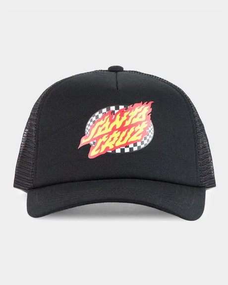 Oval Check Flame Dot Trucker Cap - Beachin Surf