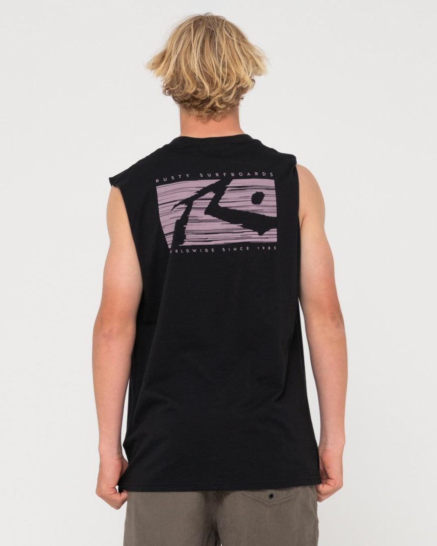 R Dot Graphic Muscle Tee | RUSTY | Beachin Surf