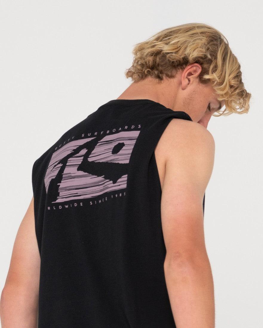 R Dot Graphic Muscle Tee | RUSTY | Beachin Surf