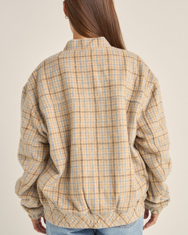 Luca Oversized Check Bomber Jacket