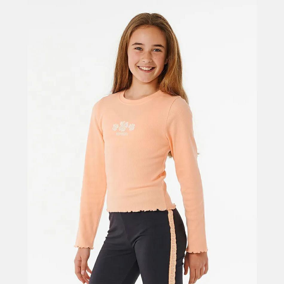 Rip Curl Tropic Rib Long Sleeve Tee – Girls (8-14 Years) - Beachin Surf