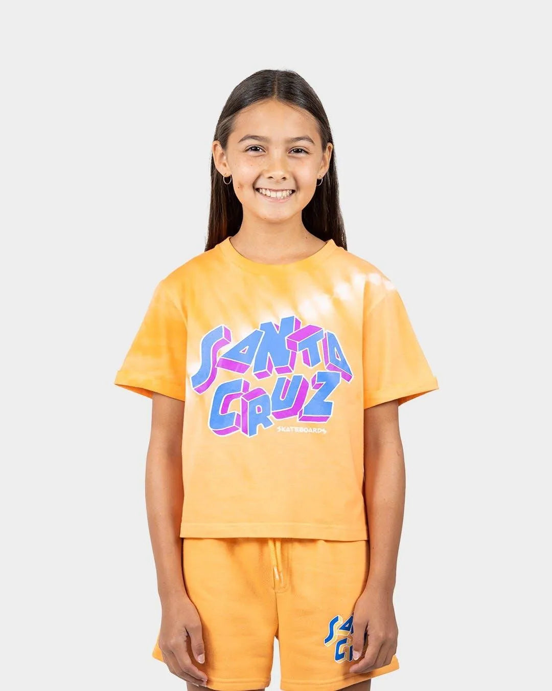 Scattered Strip Front Santa Cruz Girls S/S T-Shirt - Beachin Surf