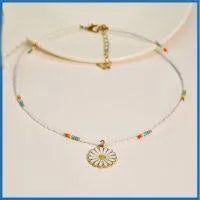 Seed Bead Choker W/ Daisy - Beachin Surf