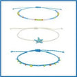 SET OF 3 AQUA SEED BEAD BRACELET SET W/ STARFISH - Beachin Surf