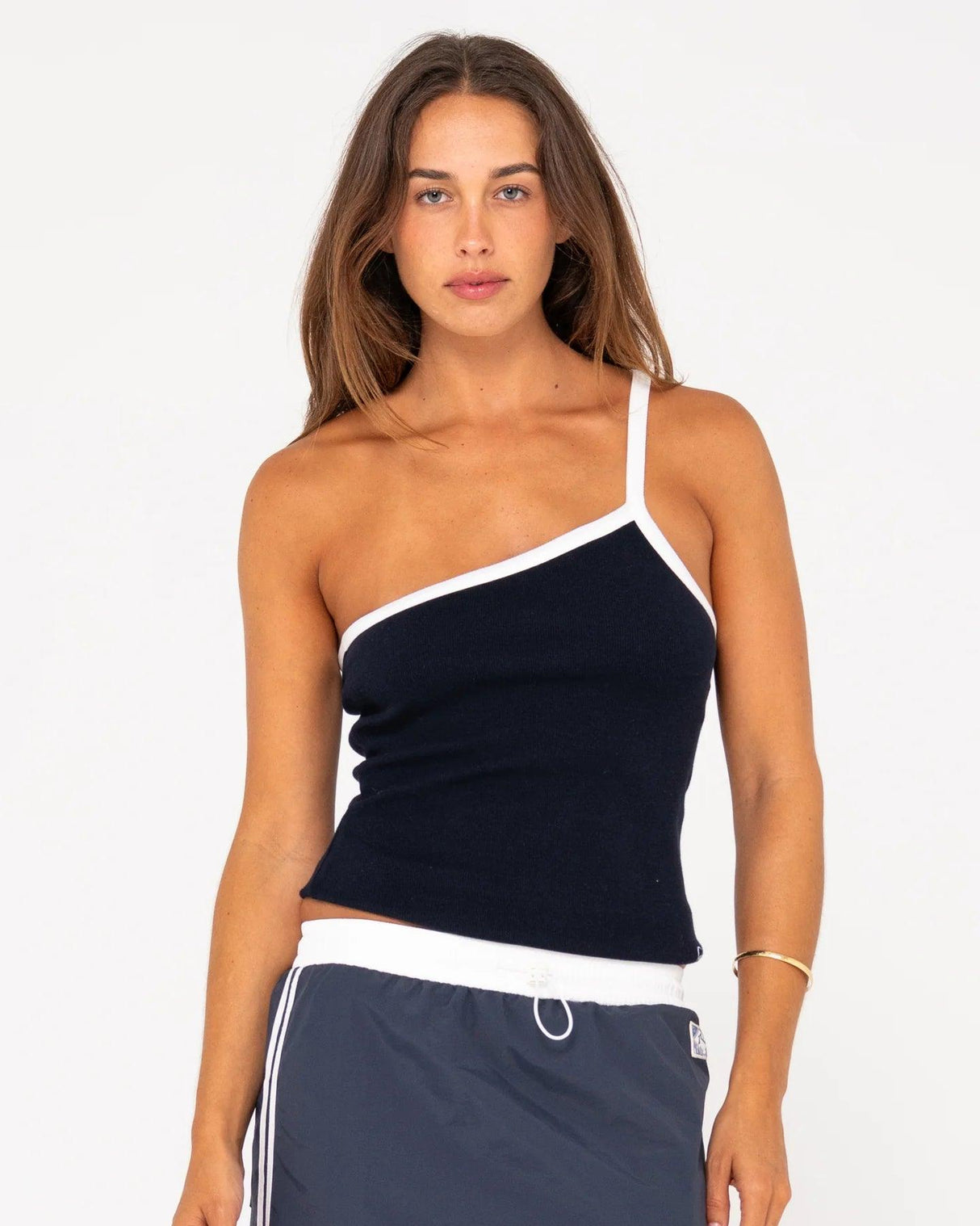 Sling One Shoulder Contrast Tank - Beachin Surf