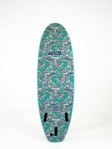 Softlite Shred Head 6'6 softboard in Teal, graphic slick bottom