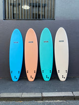 Softlite Slider softboard range lined up on the beach