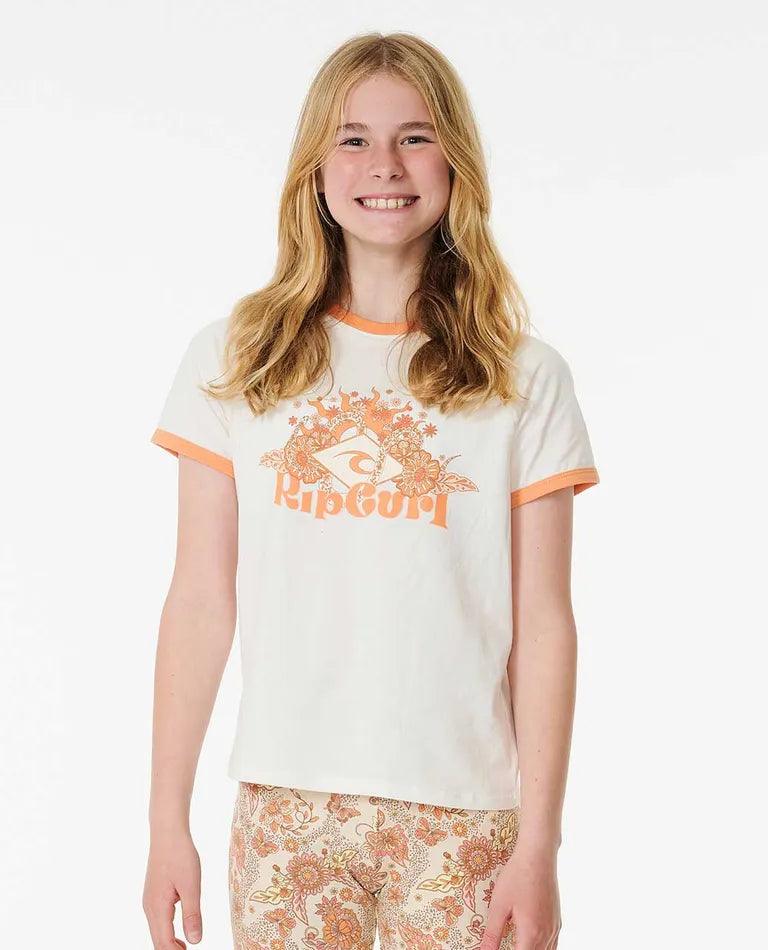 Sun Catcher Ringer Tee - Girl (8-14 years) - Beachin Surf