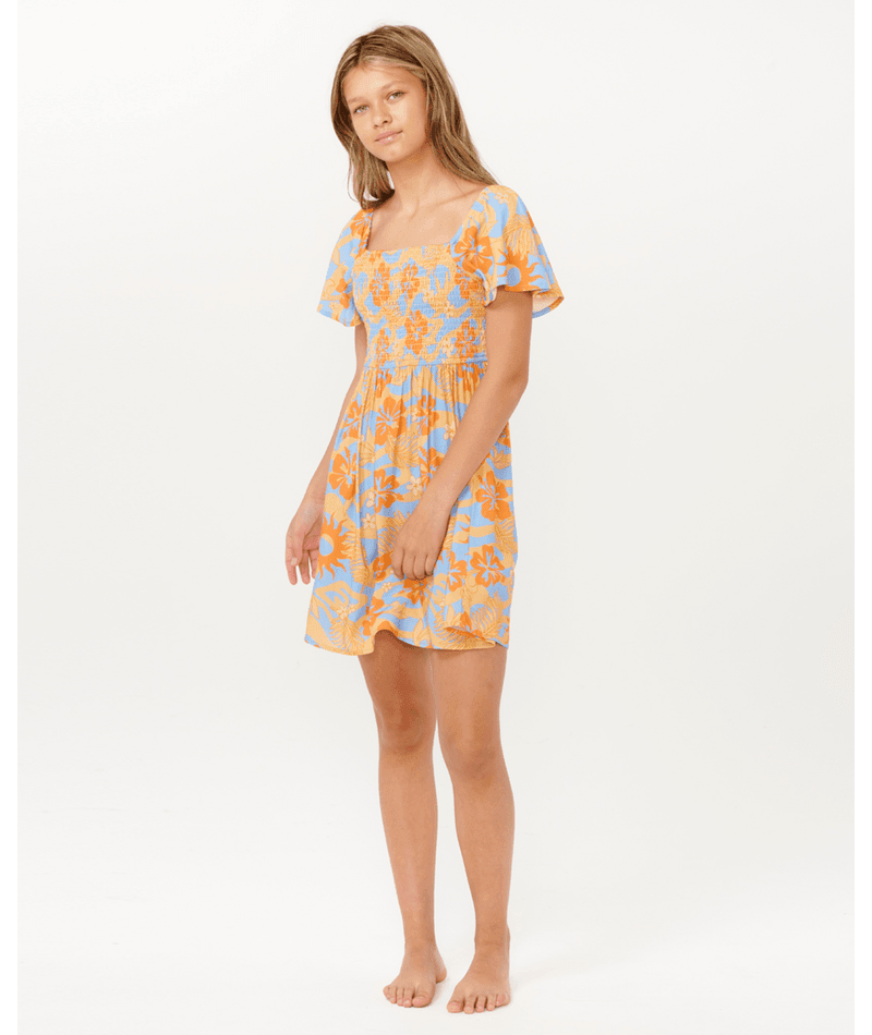 SUN SOL SHIRRED DRESS - GIRL - Beachin Surf