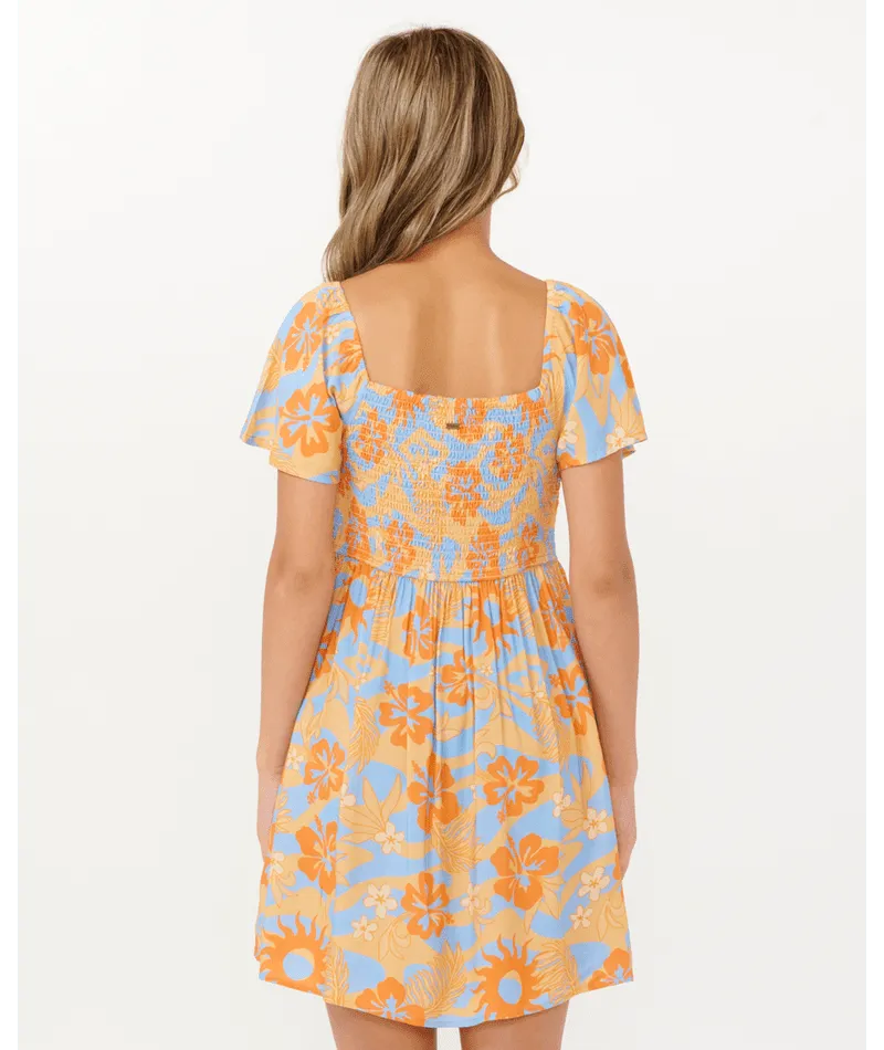 Sun Sol Shirred Dress- Girl - Beachin Surf