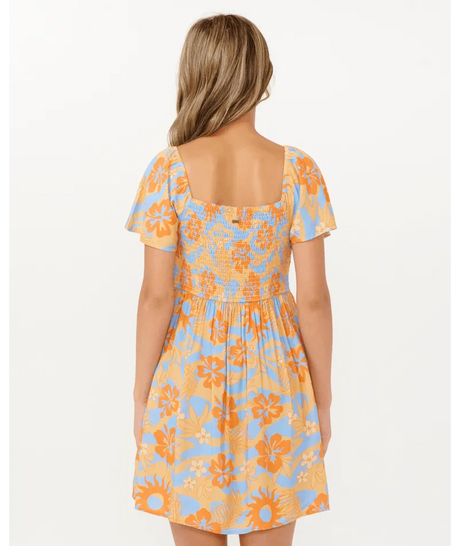 Sun Sol Shirred Dress- Girl - Beachin Surf