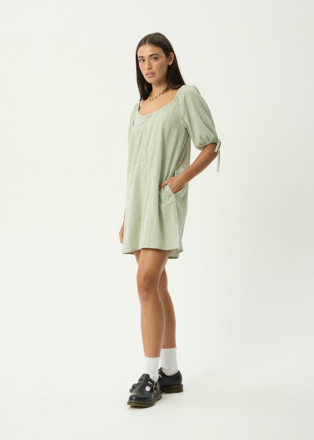 Benni - Mini Dress - Indy Sage Check