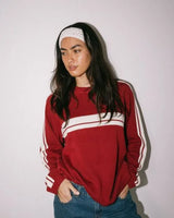 White Lines Long Sleeve Crew Neck Knit - Beachin Surf