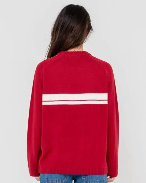White Lines Long Sleeve Crew Neck Knit - Beachin Surf