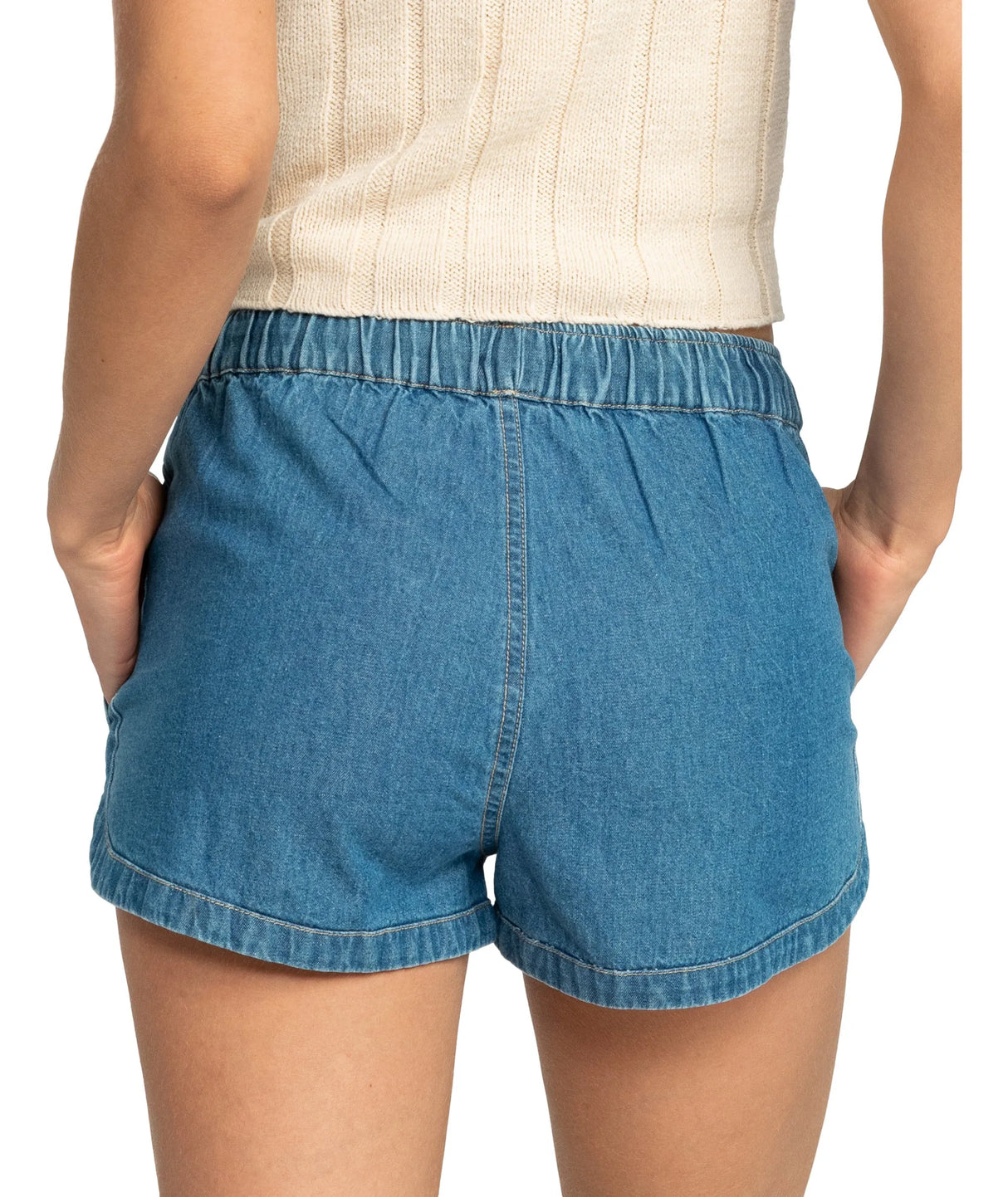 Womens New Impossible Denim Mid Shorts - Beachin Surf