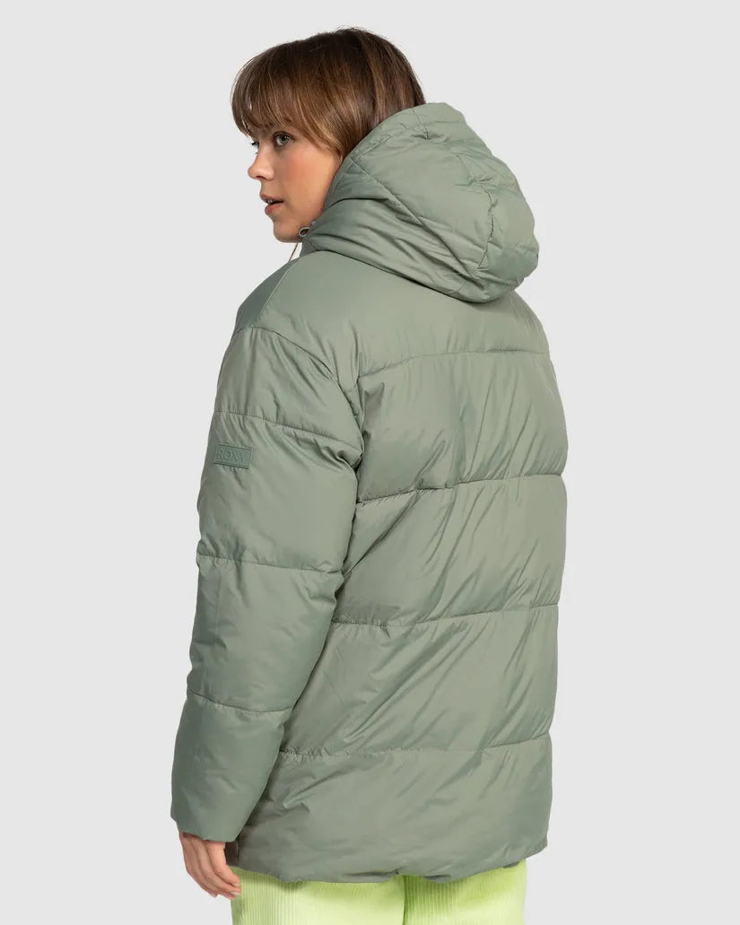 Womens Ocean Dreams Sherpa Hooded Puffer Jacket - Beachin Surf