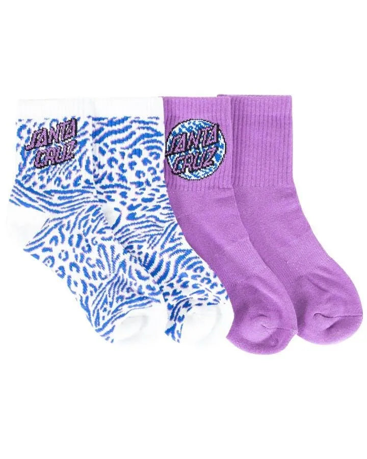 Zebra Marble Dot Santa Cruz Girls Mid Socks (2 Pack) - Beachin Surf