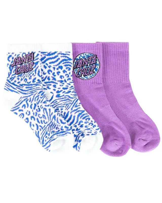Zebra Marble Dot Santa Cruz Girls Mid Socks (2 Pack) - Beachin Surf