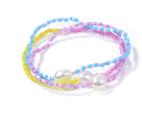 3 STRAND PEARL/PASTEL SEED BEAD BRACELET | CLASSIC 77 | Beachin Surf