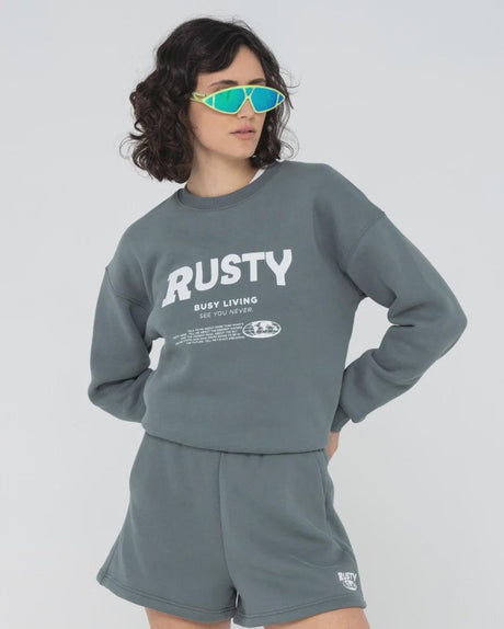 Busy Living Relaxed Crew Fleece | RUSTY | Beachin Surf