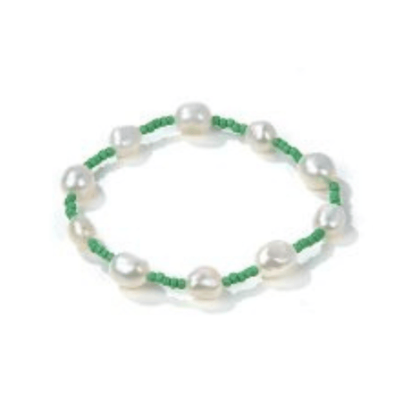 GREEN SEED BEAD BRACELET W/ PEARLS | CLASSIC 77 | Beachin Surf