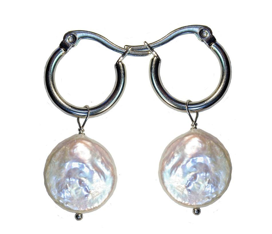 Hoop Earrings W/ Fresh Water Pearl | CLASSIC 77 | Beachin Surf