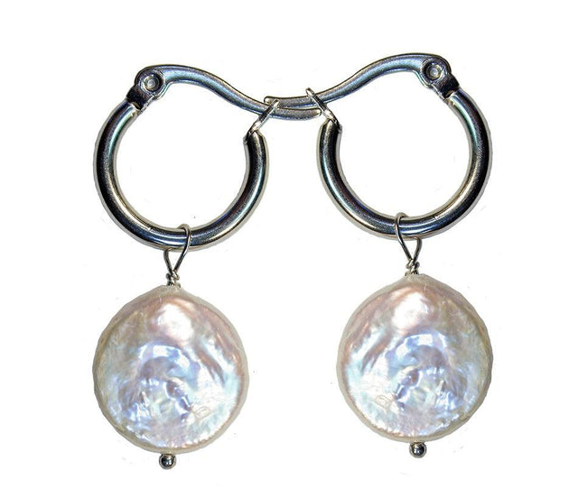 Hoop Earrings W/ Fresh Water Pearl | CLASSIC 77 | Beachin Surf