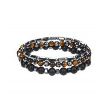 SET OF 3 HEMATITE, TIGER EYE & MATTE BLK BEADED BRACELET | CLASSIC 77 | Beachin Surf