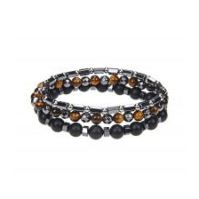 SET OF 3 HEMATITE, TIGER EYE & MATTE BLK BEADED BRACELET | CLASSIC 77 | Beachin Surf