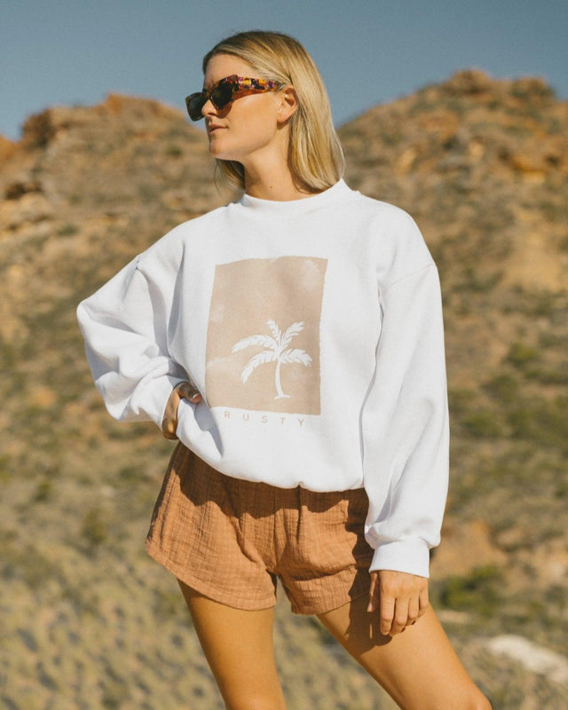 Sunset Palm Oversize Crew Neck Fleece | RUSTY | Beachin Surf